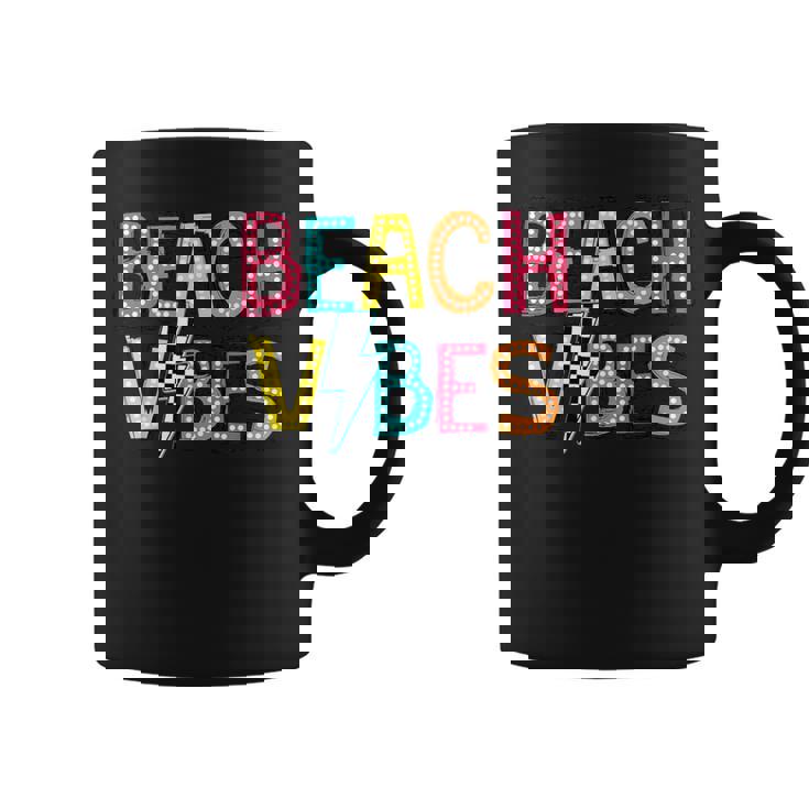 Beach Vibes Hello Summer Vacation Girl N Colorful Coffee Mug
