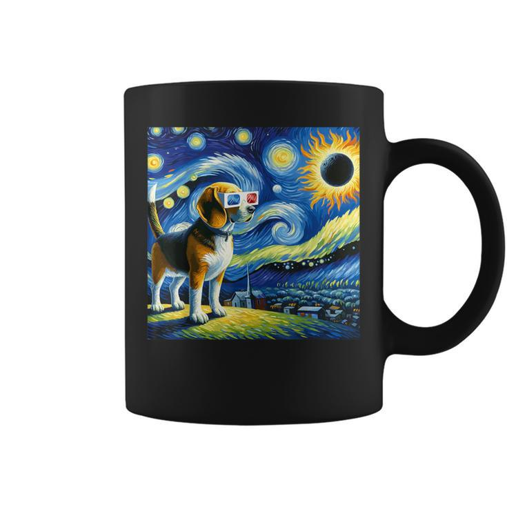 Beagle Dog Solar Eclipse Glasses 2024 Van Gogh Starry Night Coffee Mug