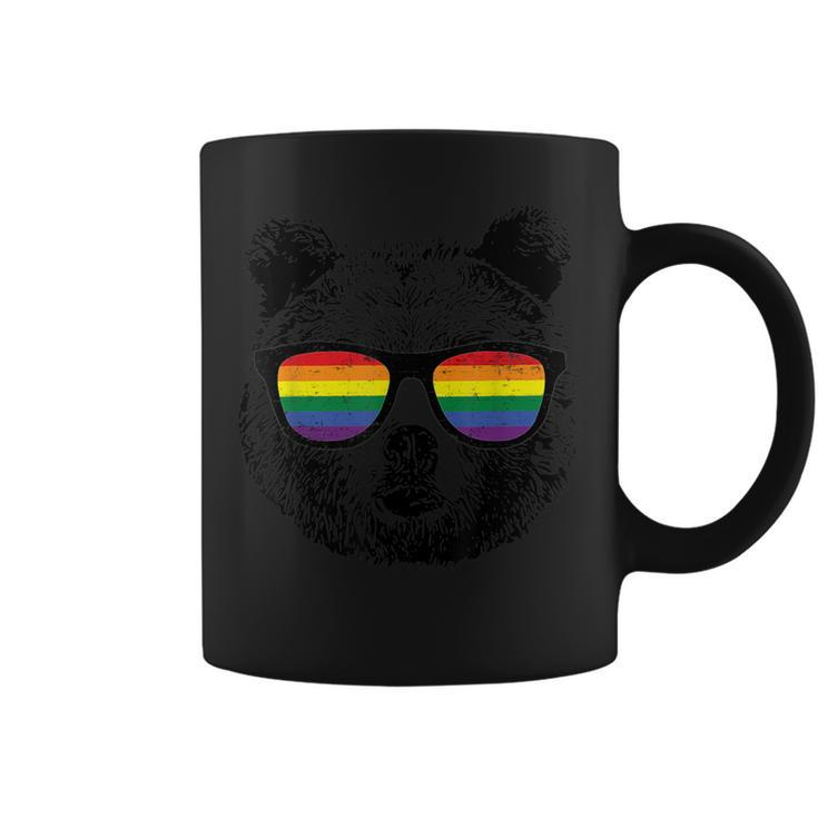 Bear Gay Distressed Rainbow Sunglasses Coffee Mug