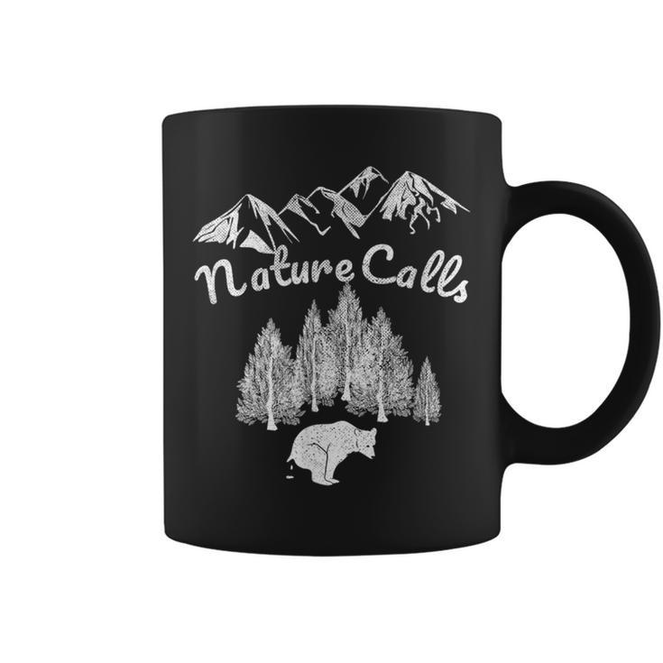 Bear Pooping In Woods Nature Camping Accessories Coffee Mug