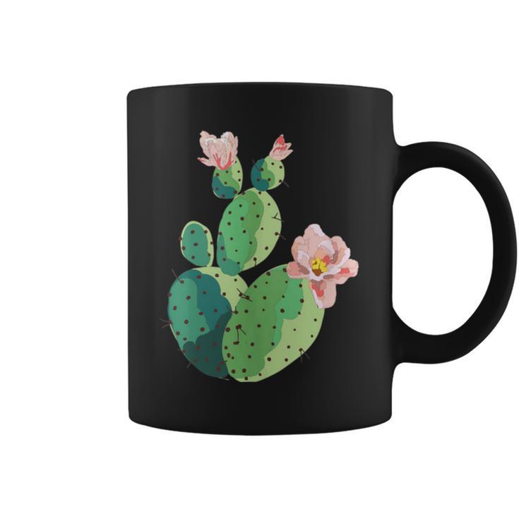 Beautiful Cactus Tree Pink Flowers Hand Drawn Painting Coffee Mug