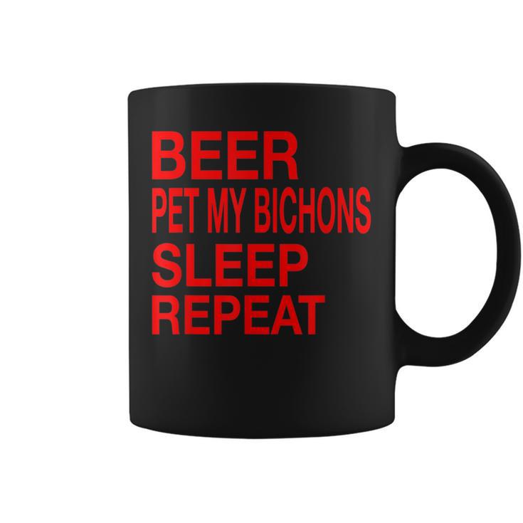 Beer Pet Bichons Sleep Repeat Red LDogCuteLove Coffee Mug