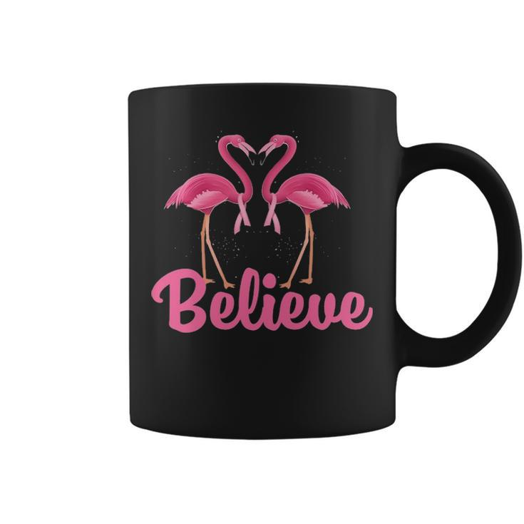 Believe Breast Cancer Flamingo Awareness Pink Ribbon Coffee Mug