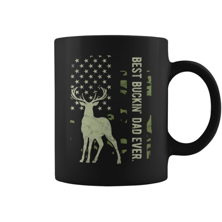 Best Buckin' Dad Camouflage American Flag Deer Hunting Coffee Mug