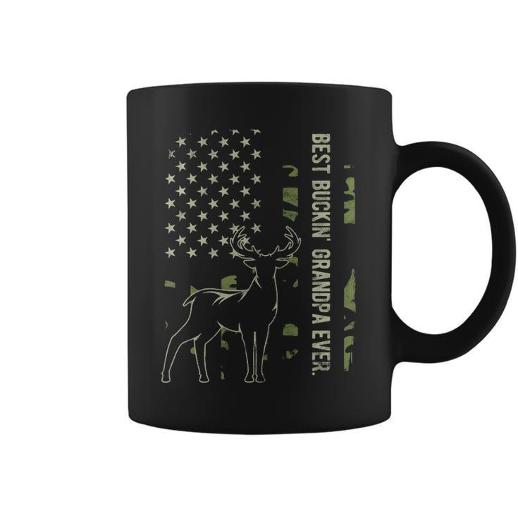 Best Buckin' Grandpa Ever Camo American Flag Deer Hunting Coffee Mug