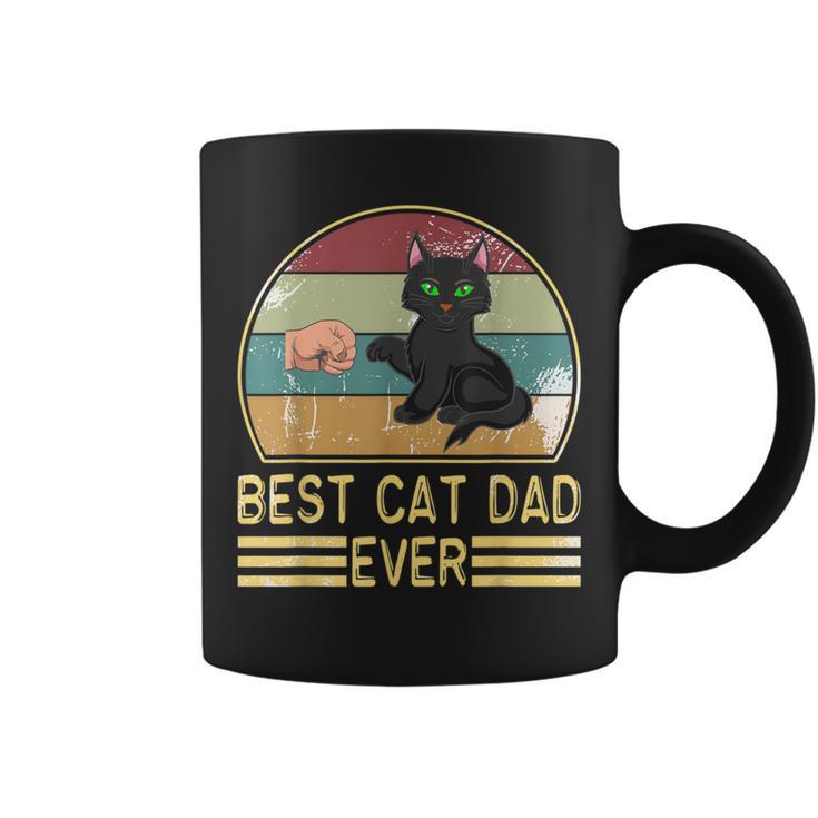 Best Cat Dad Ever Retro Vintage Paw Fist Bomb Coffee Mug