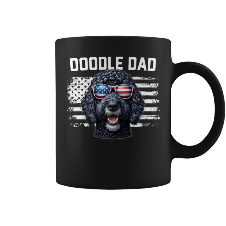 Best Doodle Dad American Flag Black Goldendoodle Dad Coffee Mug