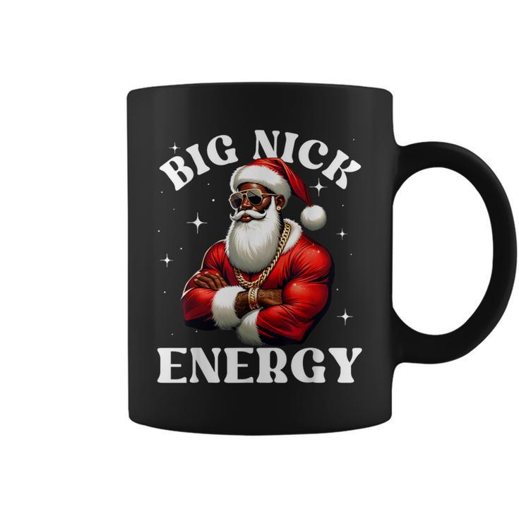 Big Nick Energy African American Santa Claus Christmas Black Coffee Mug