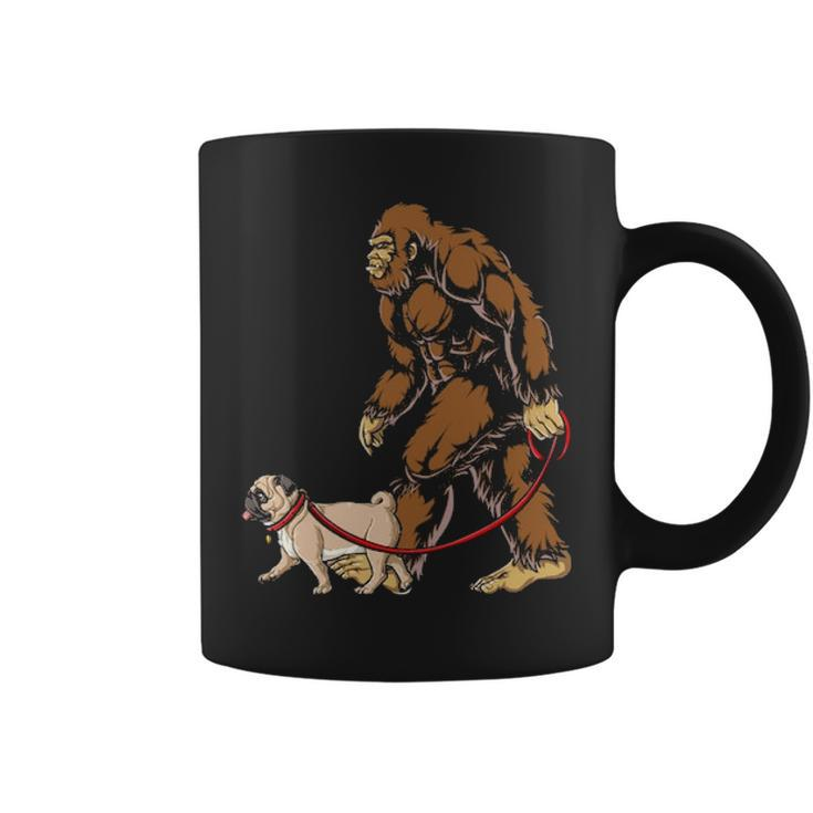 Bigfoot Dog Walk Pug Coffee Mug