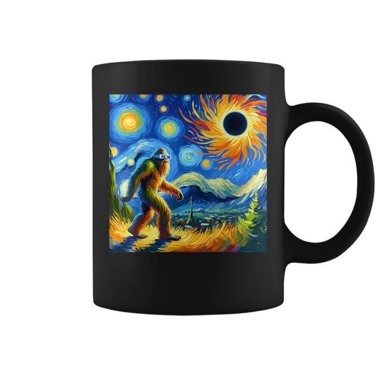 Bigfoot Glasses Total Solar Eclipse 2024 Van Gogh Bigfoot Coffee Mug