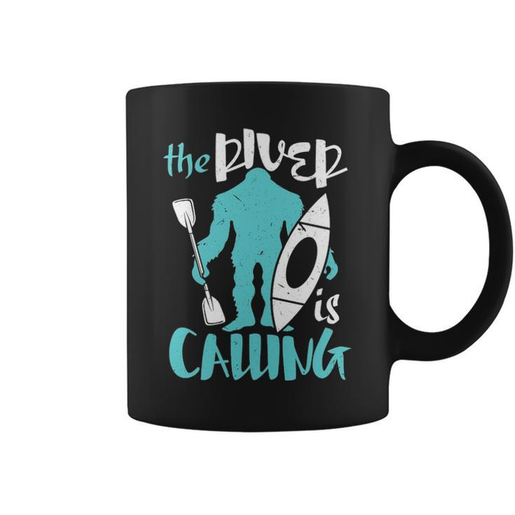 Bigfoot Kayaking Sasquatch River Is Calling Kayak Coffee Mug