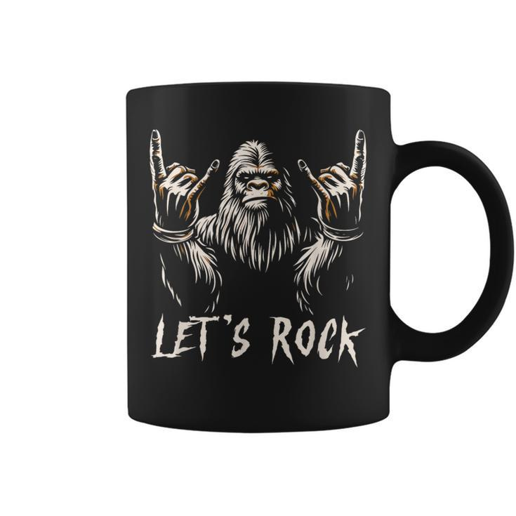 Bigfoot Rock On Sasquatch Rock And Roll Let's Rock Coffee Mug