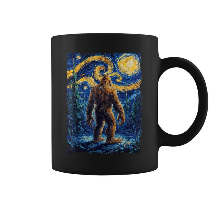 Bigfoot Starry Night Sasquatch Van Gogh Painting Coffee Mug