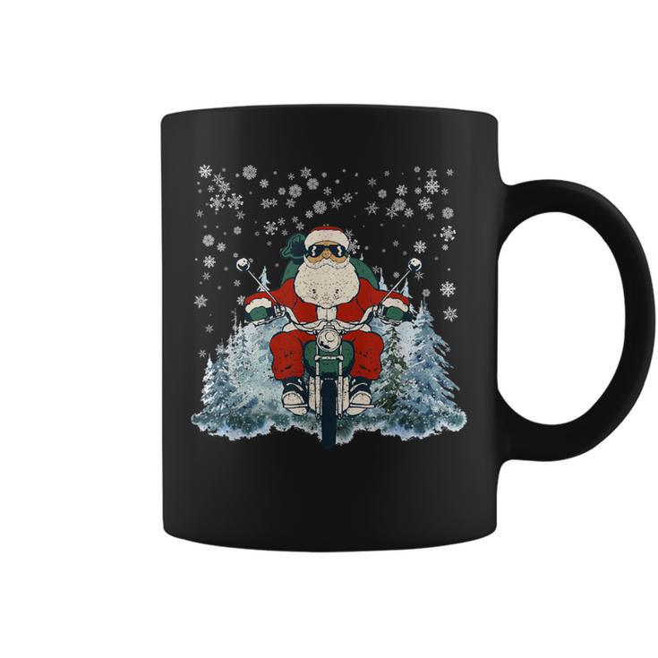 Biker Santa Claus On Motorcycle Christmas Biking Ride Coffee Mug