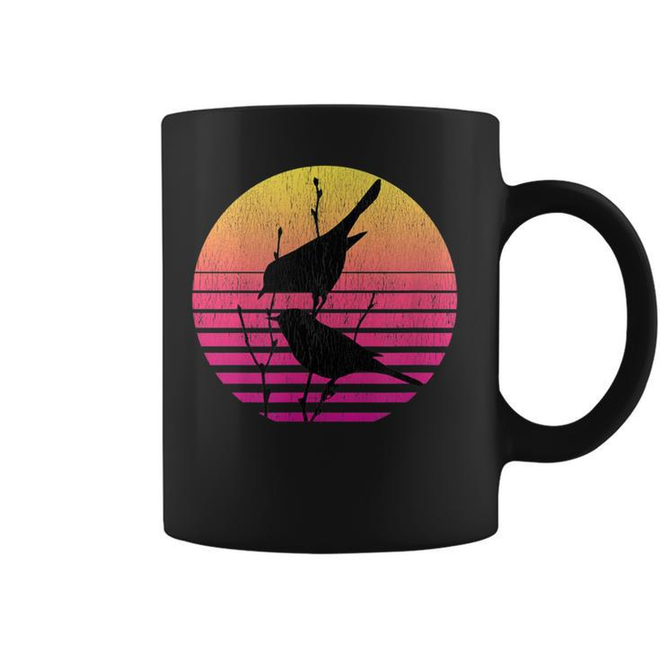 Birds Over A Vintage Sunset Distressed Coffee Mug