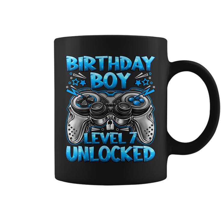 Birthday Boy Level 7 Unlocked 7Th Birthday Boy Gaming Coffee Mug