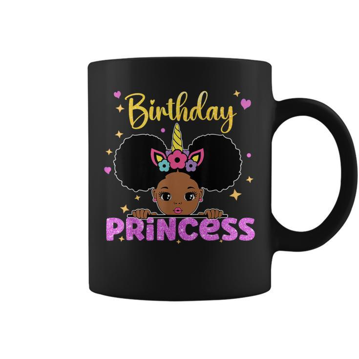 The Birthday Princess Melanin Afro Unicorn Cute Matching Coffee Mug