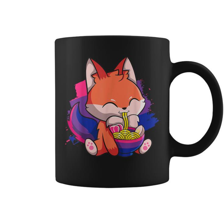 Bisexual Pride Bi Kawaii Fox Ramen Noodles Bisexual Flag Coffee Mug