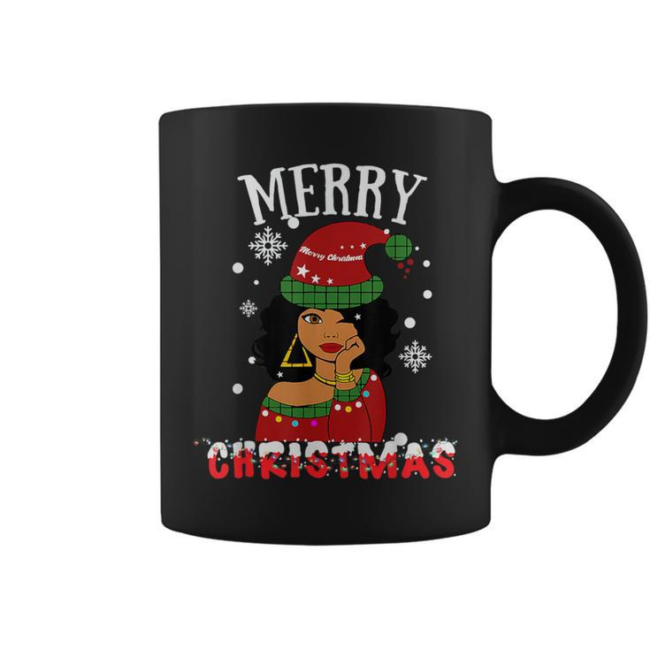 Black African American Merry Christmas Melanin Santa Coffee Mug