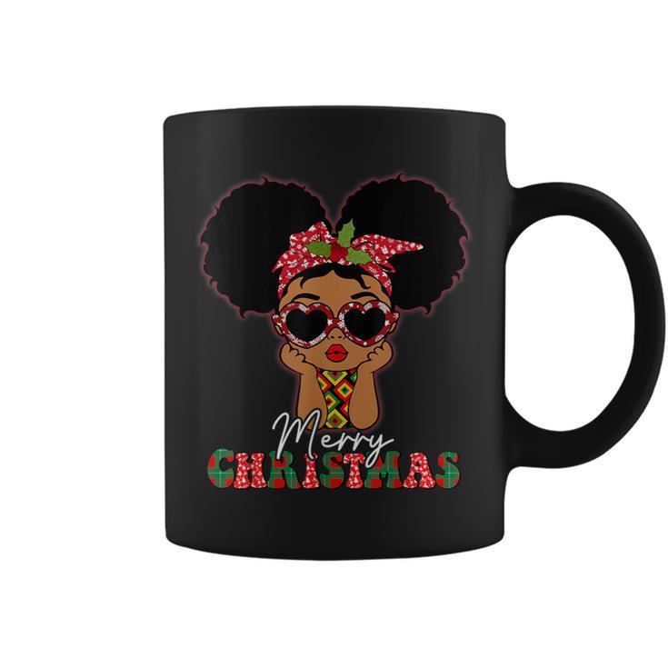 Black African Girl American Melanin Christmas Santa Hat Pjs Coffee Mug