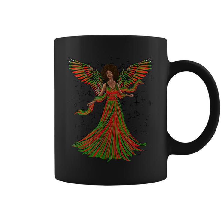 Black Christmas Angel Afro Pan Flag Holiday African Angels Coffee Mug