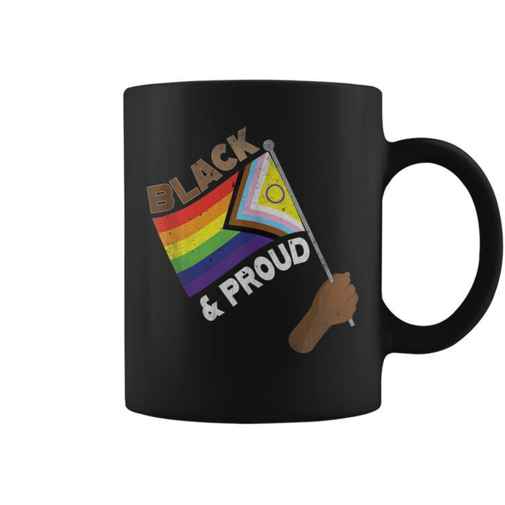 Black Gay Proud Progress Pride Flag Rainbow Vintage Coffee Mug
