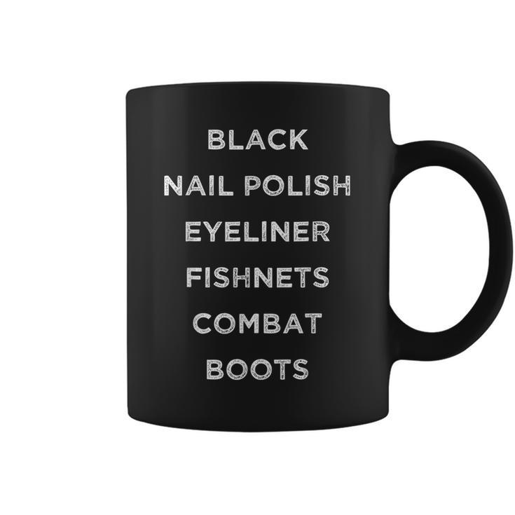 Black Nail Polish Eyeliner Fishnets Combat Boots Coffee Mug