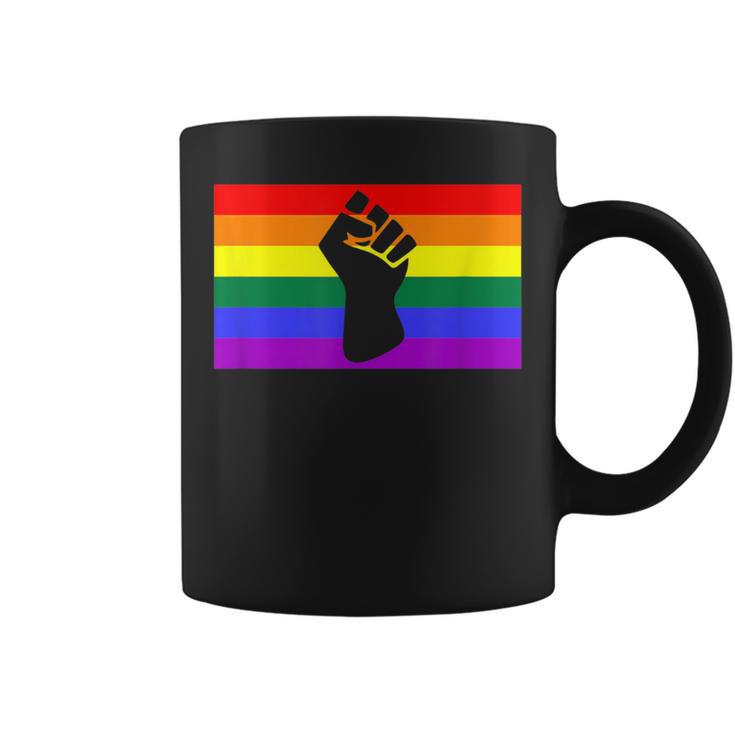 Black Protest Fist Lgbtq Gay Pride Flag Blm Unity Equality Coffee Mug