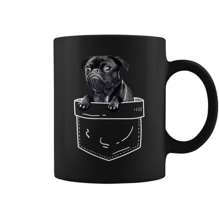 Black Pug In Pocket Cute Dog Lover Coffee Mug