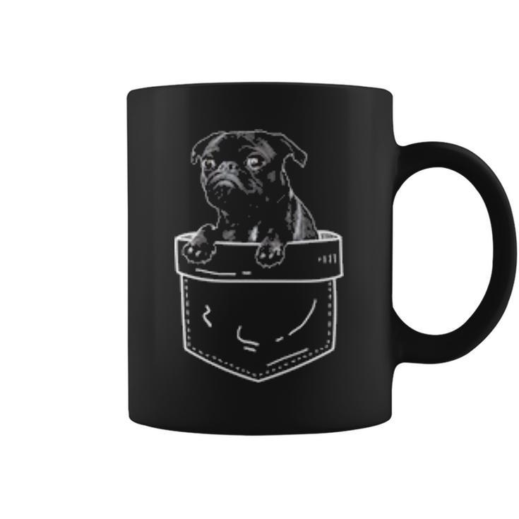 Black Pug In Pocket  Cute Dog Lover Coffee Mug