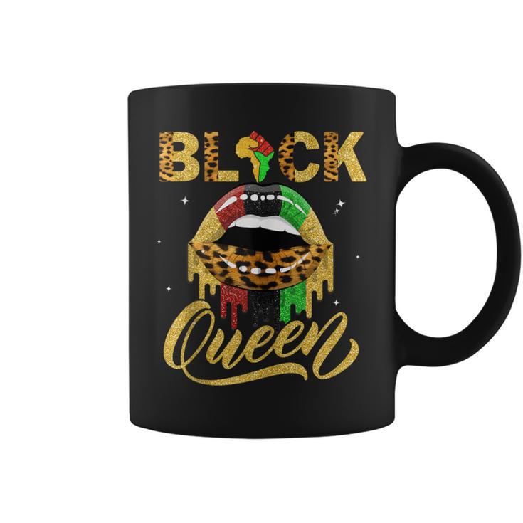 Black Queen African Pan Flag Sexy Lips Drip Melanin Pride Coffee Mug