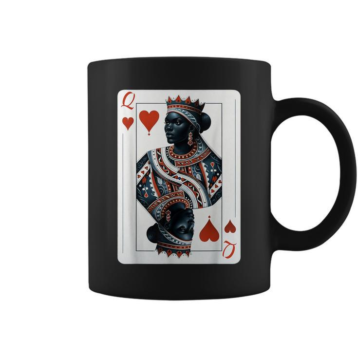 Black Queen Of Hearts Card Deck Game Proud Black Woman Coffee Mug
