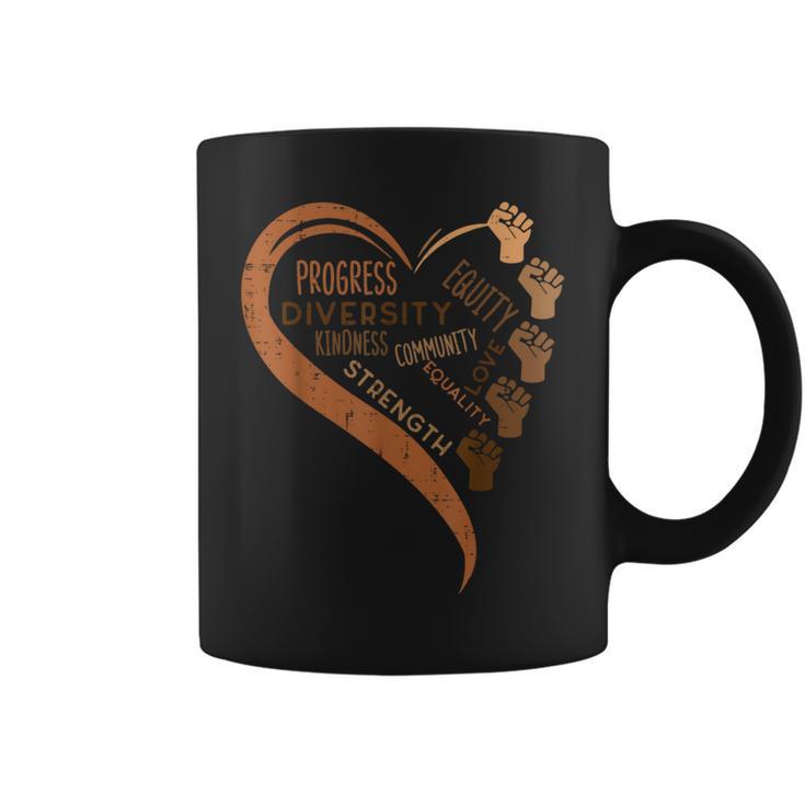 Black History Fists Diversity Equity Melanin African Women Coffee Mug