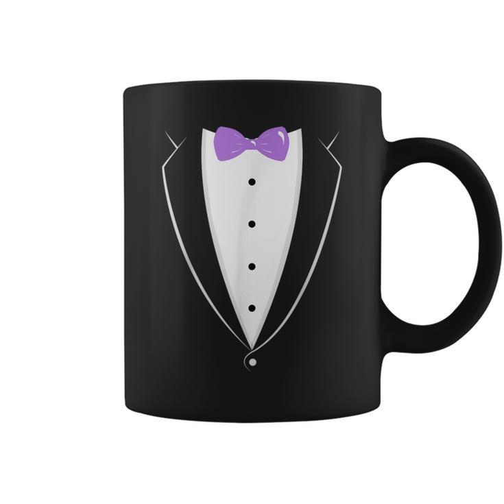 Black And White Tuxedo With Lavender Bow Tie Novelty T Coffee Mug