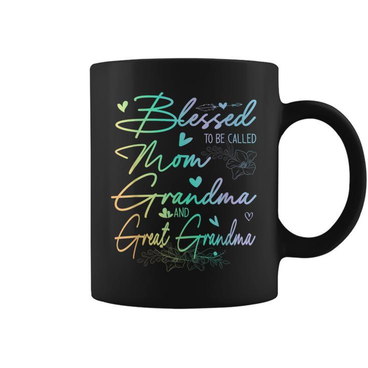 Blessed To Be Called Mom Grandma And Great Grandma Floral Coffee Mug