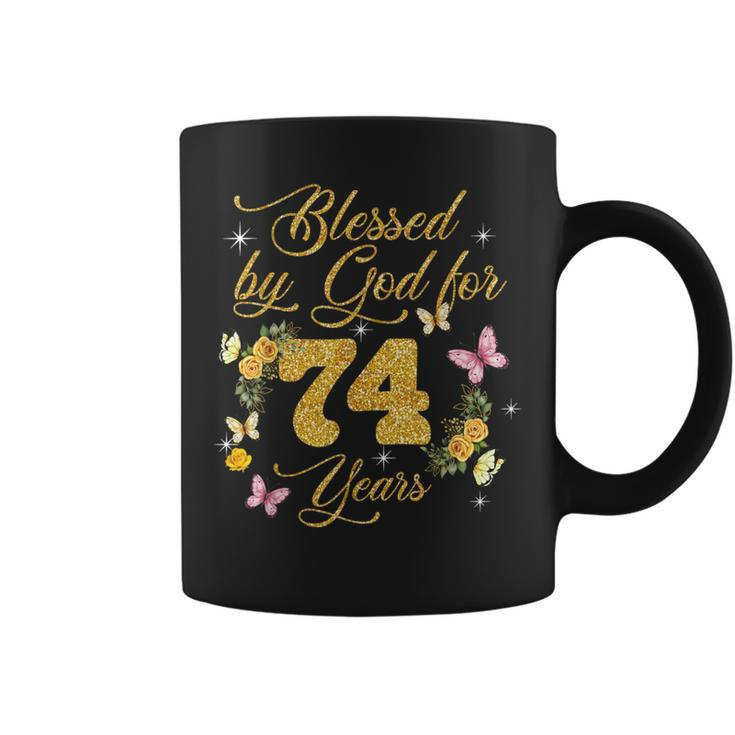 Blessed By God For 74 Years Butterfly 74Th Birthday Coffee Mug