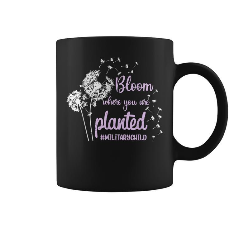 Bloom Where You Are Planted Dandelion Purple Up Military Kid Coffee Mug
