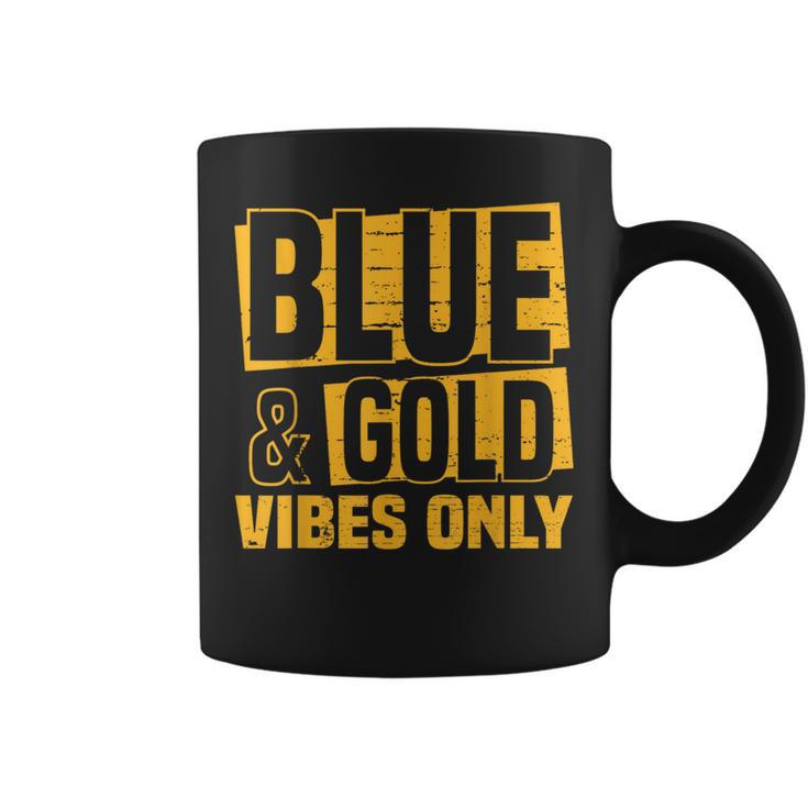 Blue And Gold Vibes Only School Tournament Team Cheerleaders Coffee Mug