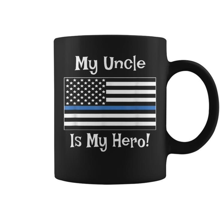 Blue Line Flag My Uncle Hero Police Officer Family Coffee Mug