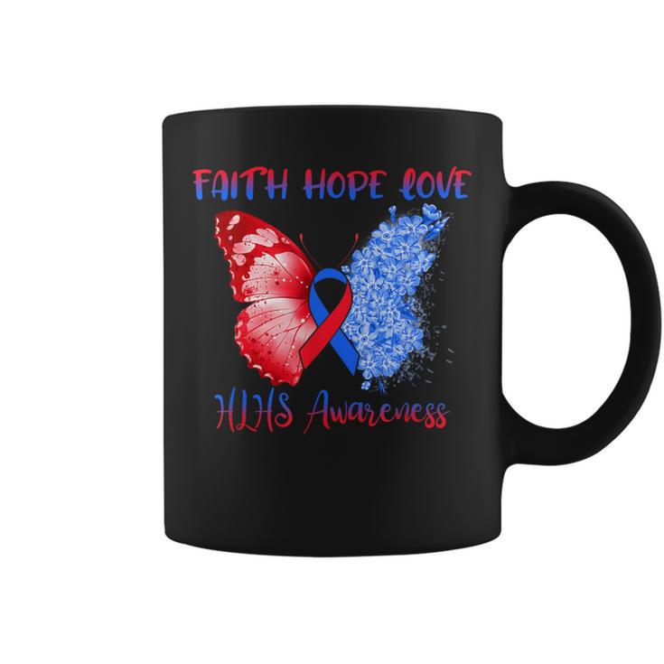 Blue Red Ribbon Butterfly Faith Hope Love Hlhs Awareness Coffee Mug