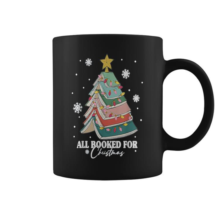 All Booked For Christmas Book Tree Lights Teacher School Coffee Mug