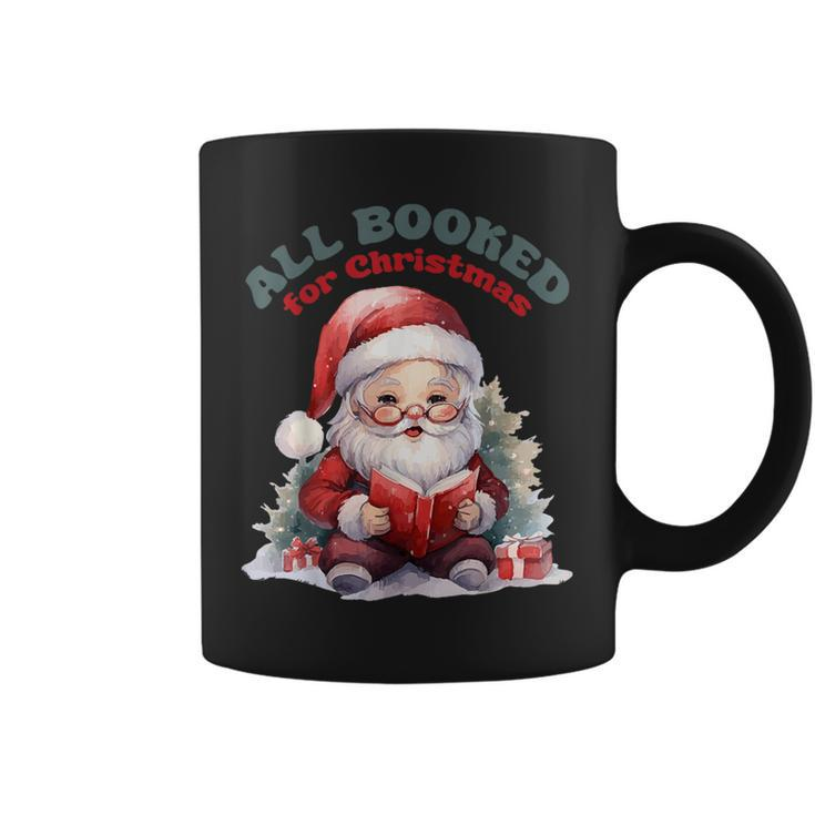 All Booked For Christmas Book Tree Teacher Vintage Santa Coffee Mug