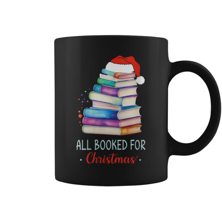 All Booked For Christmas Book Watercolor Tree Teacher Family Coffee Mug