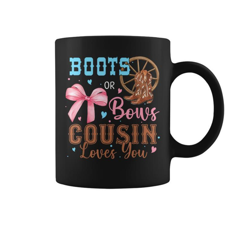 Boots Or Bows Gender Reveal Decorations Cousin Loves You Coffee Mug