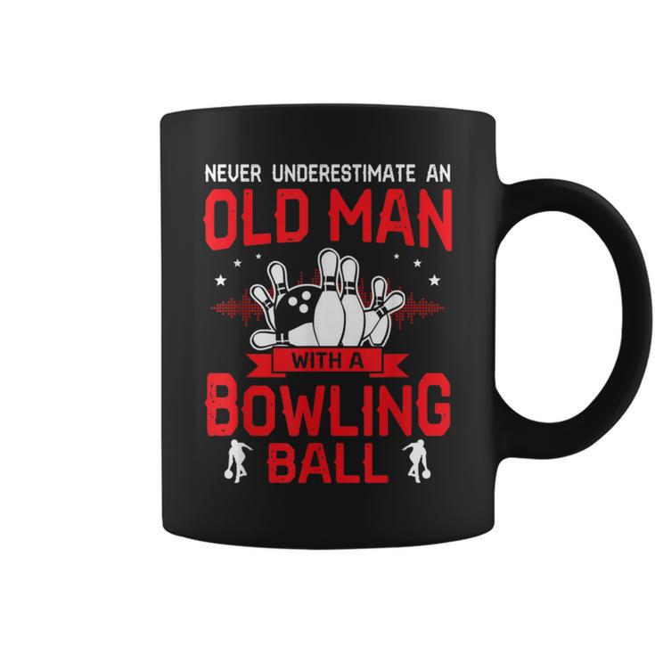 Bowling Lover Never Underestimate Old Man With Bowling Ball Coffee Mug