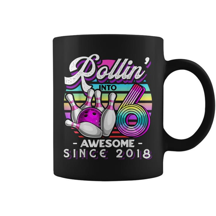 Bowling Party Rollin' 6 Awesome 2018 6Th Birthday Girls Coffee Mug