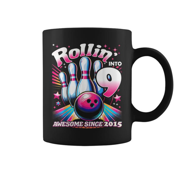 Bowling Party Rollin' 9 Awesome 2015 9Th Birthday Girls Coffee Mug