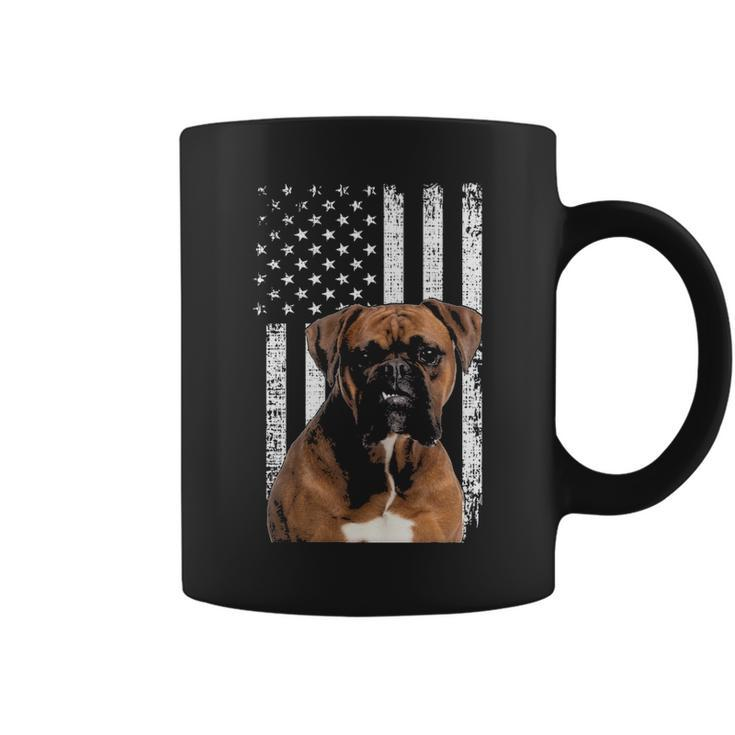 Boxer Dog American Flag Boxer Dad With Us Flag Coffee Mug