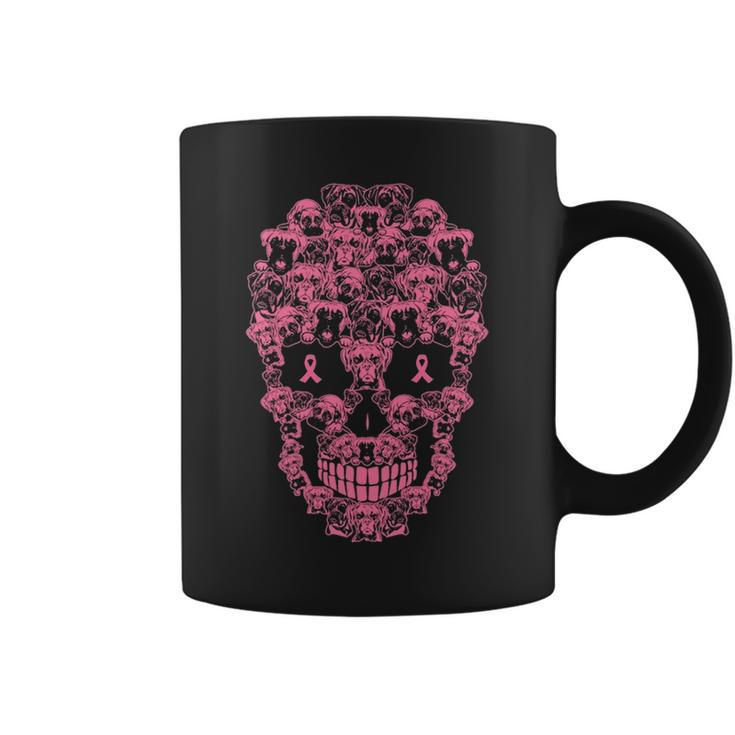 Boxer Dog Sugar Skull Pink Ribbon Breast Cancer Coffee Mug