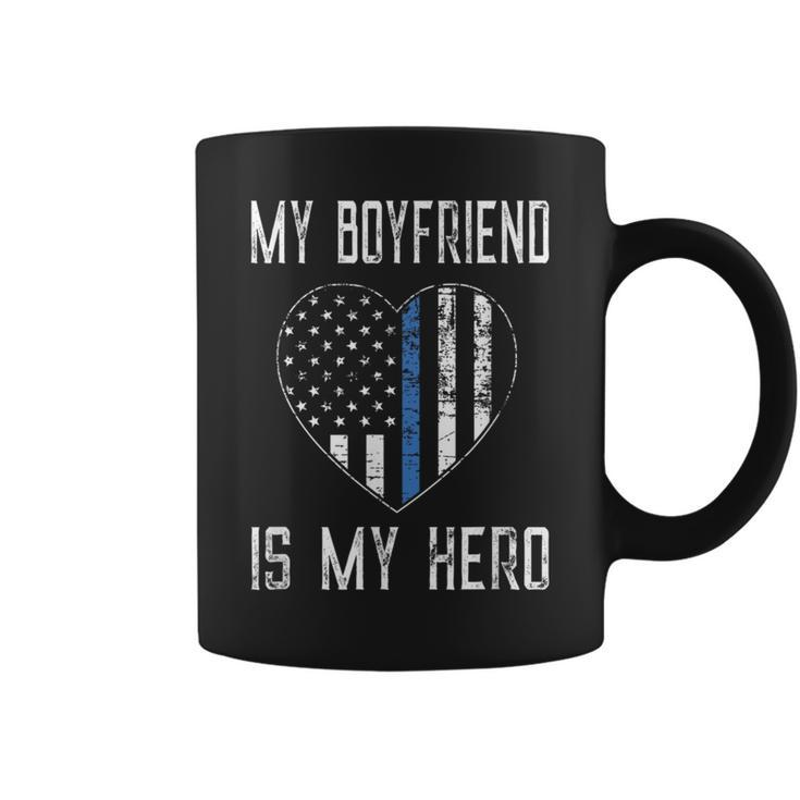 My Boyfriend Hero Thin Blue Line Us Flag Coffee Mug